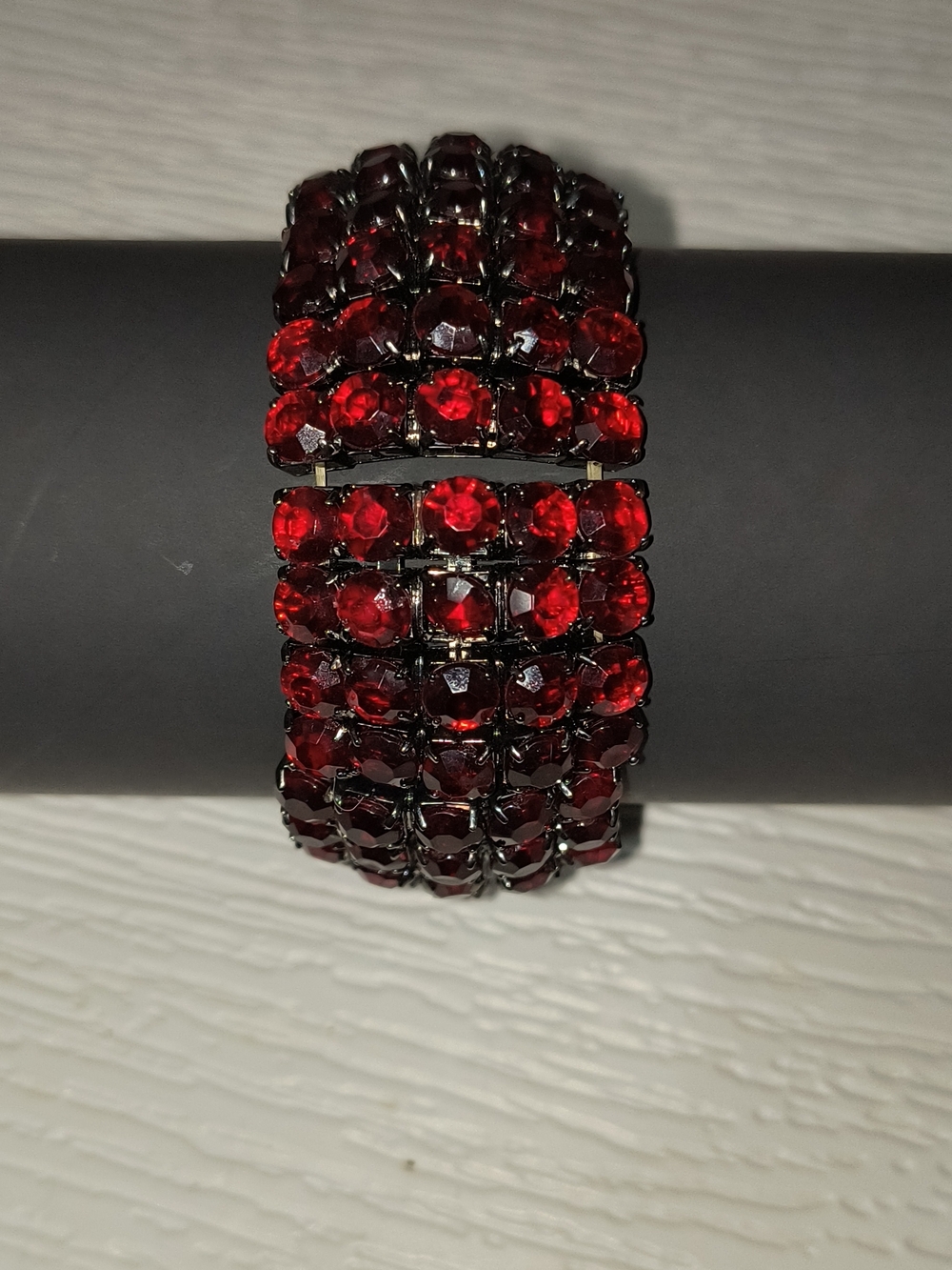 Women's Red Multi-Row Crystal Stretch Bracelet